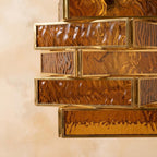 Amber Geometric Stained Glass Vintage Gold Pendant Light - product view 3