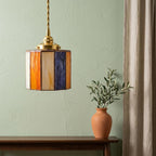 Cream Orange Drum Stained Glass Pendant Light - product view 7