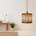 Orange Green Floral Stained Glass Pendant Light - product view 6