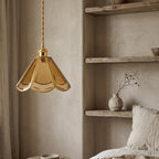 Amber Glass Scalloped Pendant Light - product view 8