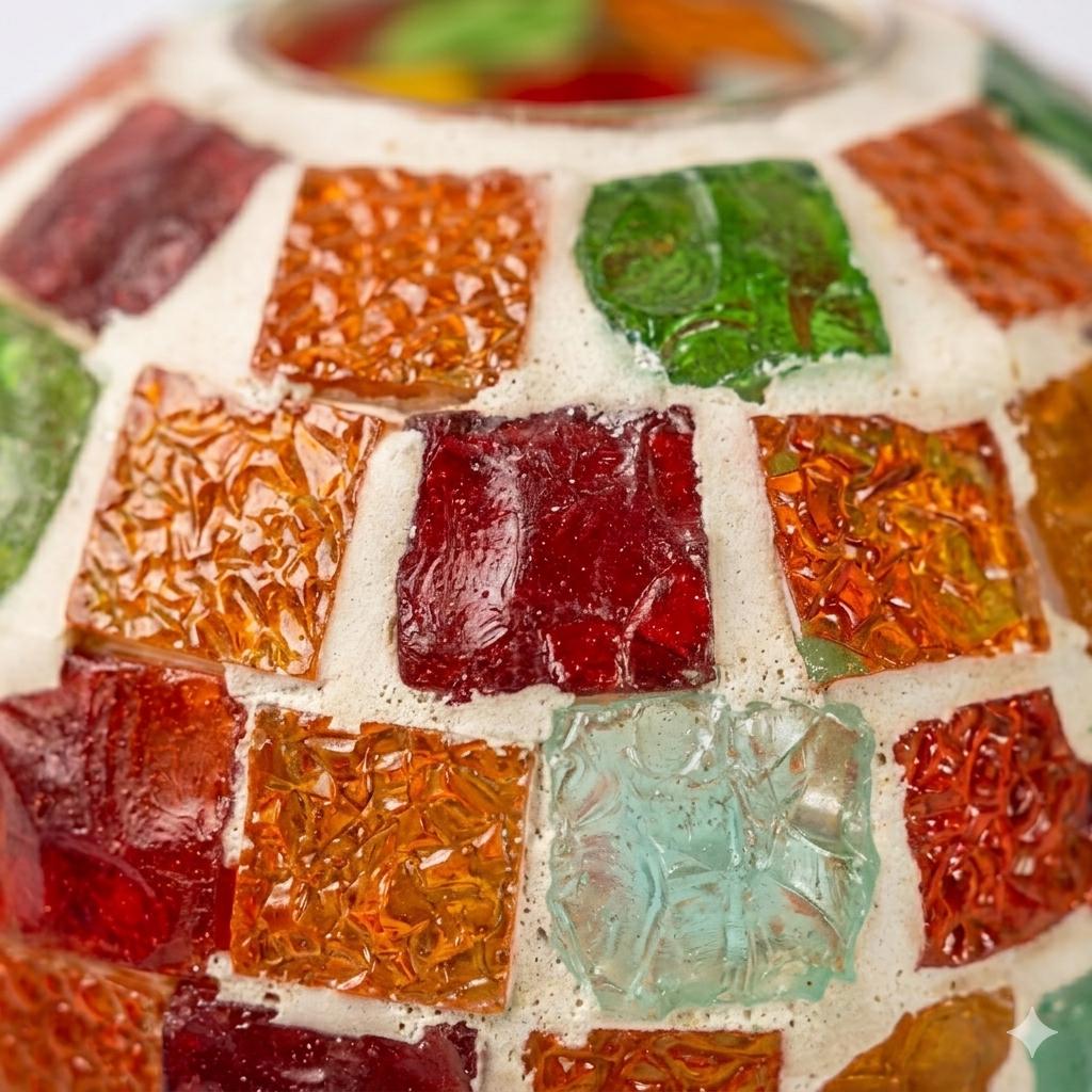 Handcrafted Mosaic Glass Pendant Light , Bohemian Art Glass Lamp, Eclectic Decor