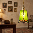Green Stained Glass Art Nouveau Bohemian Pendant Light - product view 4