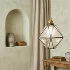 Clear Textured Geometric Stained Glass Pendant Light Shade - product view 8
