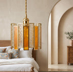 Amber Stained Glass Art Deco Pendant Light - product view 9