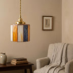 Cream Orange Drum Stained Glass Pendant Light - product view 9