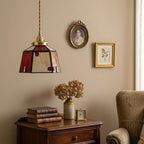 Red Cream Geometric Stained Glass Pendant Light - product view 10