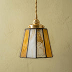Small Amber Cream Stained Glass Pendant Light - product view 3