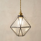 Clear Textured Geometric Stained Glass Pendant Light Shade by AuroraeGlass