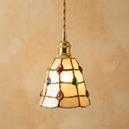 Cream Stained Glass Pendant Light by AuroraeGlass