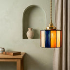 Cream Orange Drum Stained Glass Pendant Light - product view 6