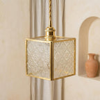 Square Embossed Glass Pendant Light - product view 7