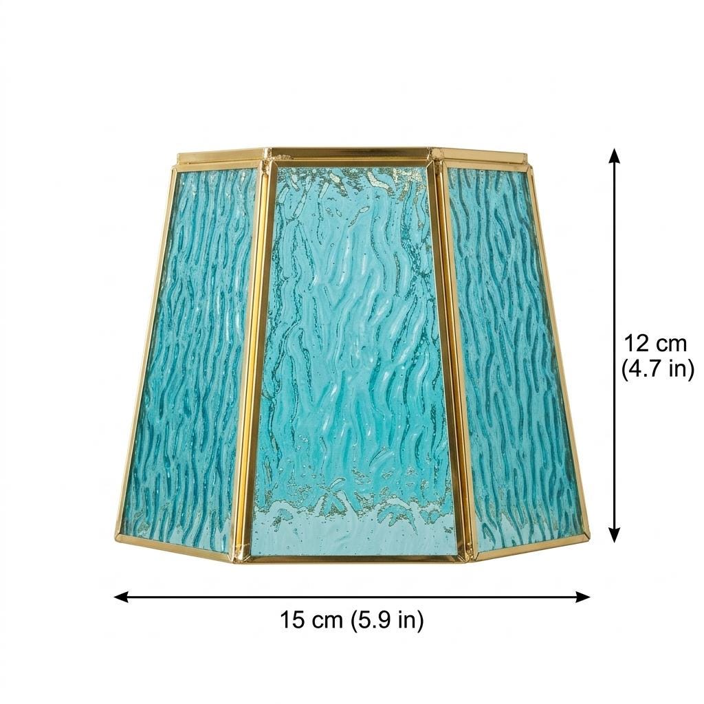 Aqua Blue Textured Glass Pendant Light, Geometric Coastal Entryway Fixture