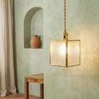 Geometric Textured Glass Square Pendant Light - product view 6