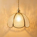 Textured Glass Flower Pendant Light, Vintage Style Dome Ceiling Lamp