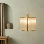 Square Ribbed Glass Pendant Light - product view 6