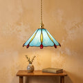 Blue Stained Glass Lamp Shade, Tiffany Style Pendant Light Shade, Small Replacement Glass Lampshade, Handmade Hanging Light Cover