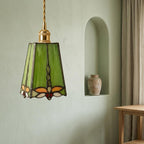 Green Stained Glass Art Nouveau Bohemian Pendant Light - product view 6