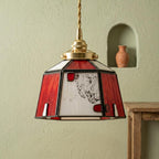 Red Cream Geometric Stained Glass Pendant Light - product view 8