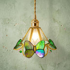 Butterfly Stained Glass Green Pendant Light by AuroraeGlass