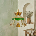 Stained Glass Pendant Light Shade Amber - product view 9