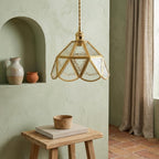 Geometric Textured Glass Scalloped Pendant Light - product view 7
