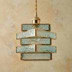 Aqua Blue Glass Stained Pendant Light - product view 8