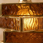 Amber Geometric Stained Glass Vintage Gold Pendant Light - product view 2