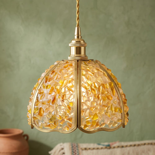 Amber Agate Mosaic Pendant Light by AuroraeGlass