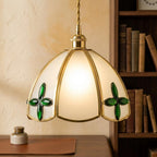 Green Floral Stained Glass Pendant Light by AuroraeGlass