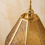 Amber Floral Stained Glass Scalloped Pendant Light - product view 3