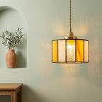 Amber Cream Stained Glass Geometric Pendant Light - product view 5