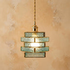 Aqua Blue Glass Stained Pendant Light by AuroraeGlass