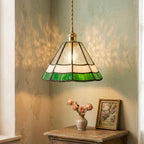 Green White Stained Glass Pendant Light - product view 10