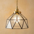 Clear Geometric Stained Glass Pendant Light by AuroraeGlass