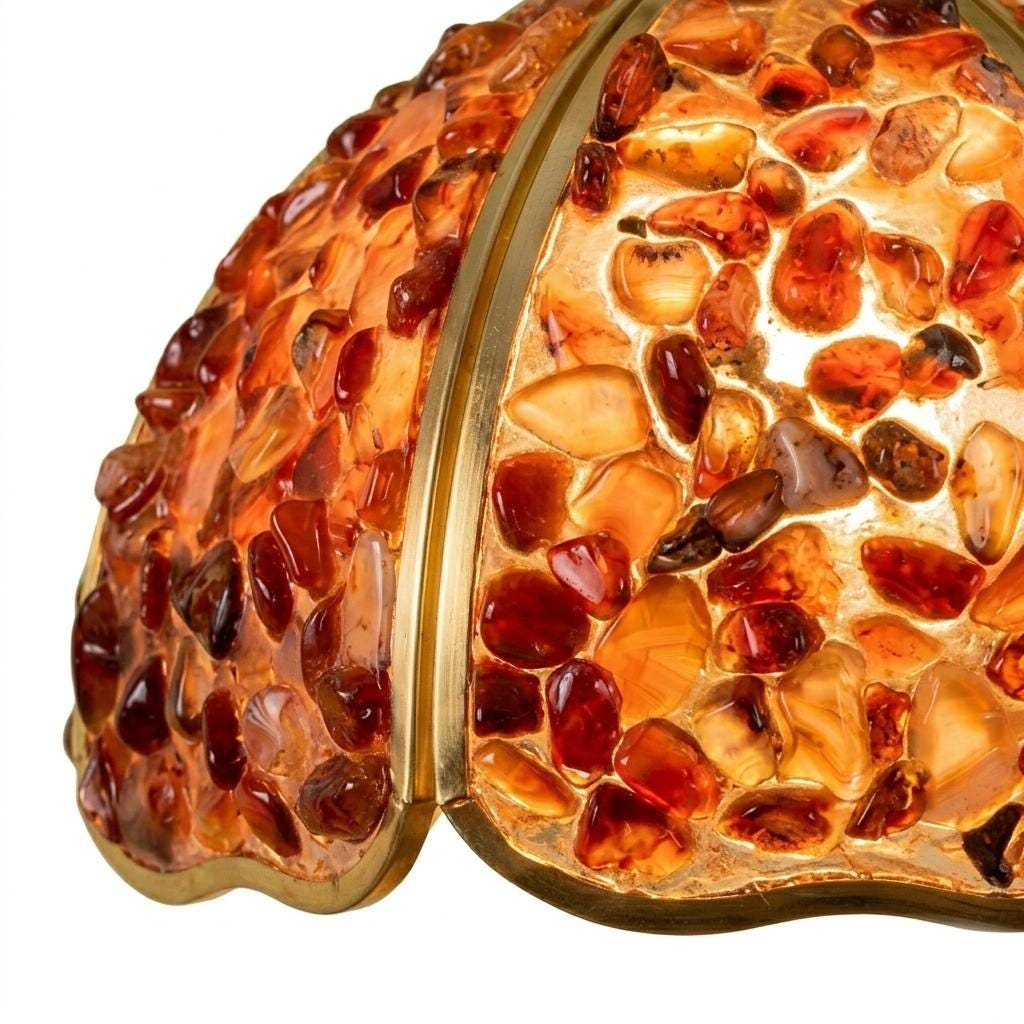 Red Agate Mosaic Glass Pendant Light , Bohemian Hanging Lamp, Eclectic Home Decor