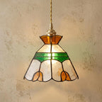 Amber Green Floral Stained Glass Pendant Light by AuroraeGlass