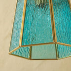 Aqua Blue Textured Glass Pendant Light - product view 2