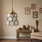 Cream Textured Stained Glass Pendant Light - product view 9
