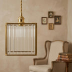 Square Ribbed Glass Pendant Light - product view 9