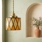 Geometric Stained Glass Amber Orange Pendant Light - product view 9