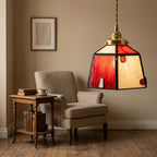 Red Cream Geometric Stained Glass Pendant Light - product view 7
