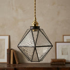 Clear Textured Geometric Stained Glass Pendant Light Shade - product view 7