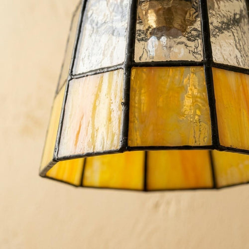 Amber Yellow Geometric Stained Glass Pendant Light - product view 2