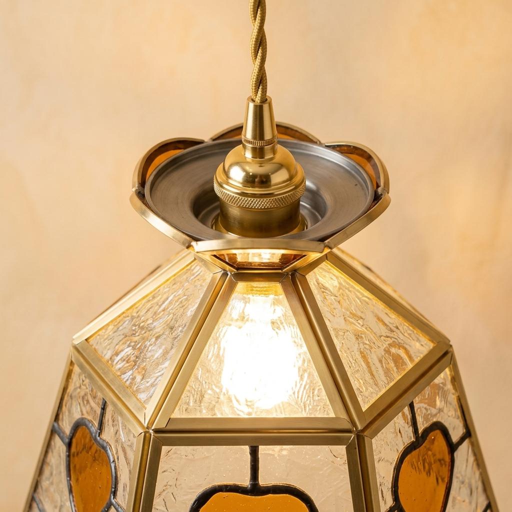 Amber Heart Stained Glass Lampshade, Tiffany Style Replacement Lamp Shade, Vintage Clear Textured Glass Shade, Romantic Cottage Decor