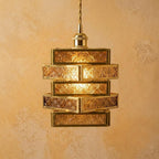 Amber Stained Glass Geometric Art Deco Pendant Light by AuroraeGlass