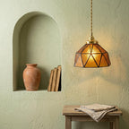 Amber Geometric Stained Glass Art Deco Pendant Light - product view 6
