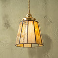 Amber Ivory Stained Glass Pendant Light, Small Tiffany Style Hanging Lamp, Warm Vintage Boho Ceiling Light