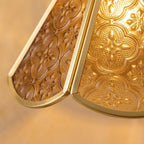Amber Floral Stained Glass Scalloped Pendant Light - product view 2