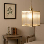 Square Ribbed Glass Pendant Light - product view 8