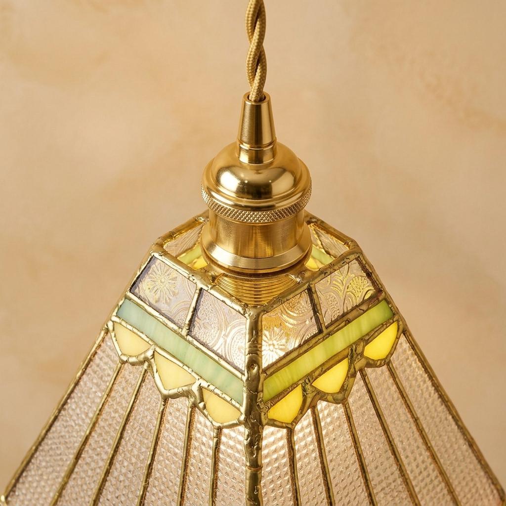 Stained Glass Pendant Light, Pink Rose Hanging Lamp, Clear Textured Glass, Tiffany Style Floral Ceiling Light, Cottagecore Decor